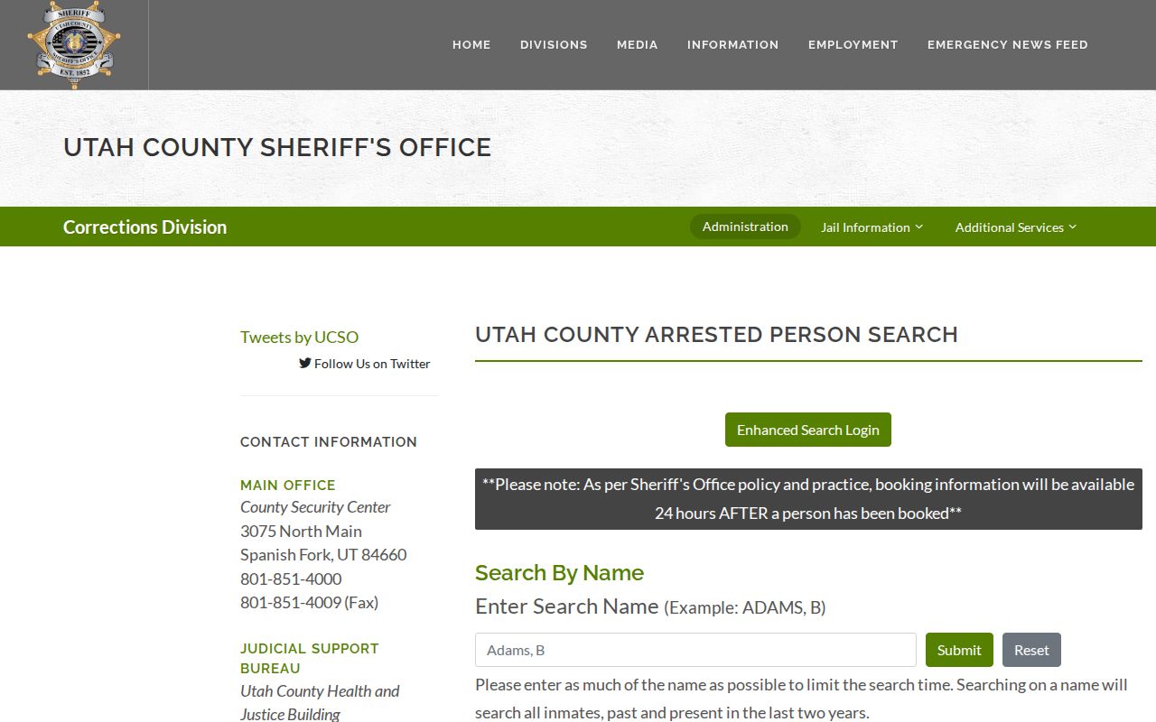 Utah County residents directory inmate search
