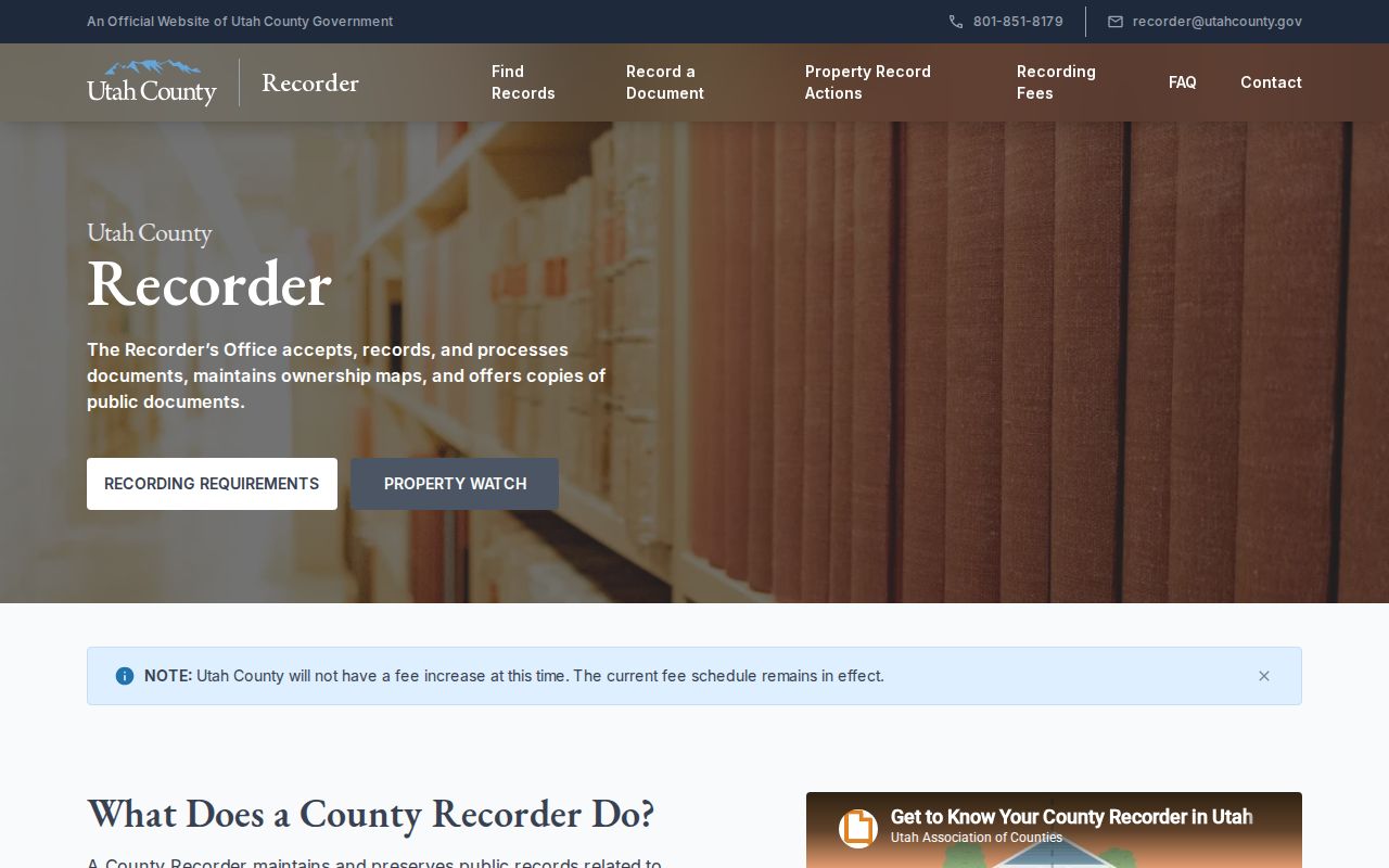Utah County residents directory Recorder source