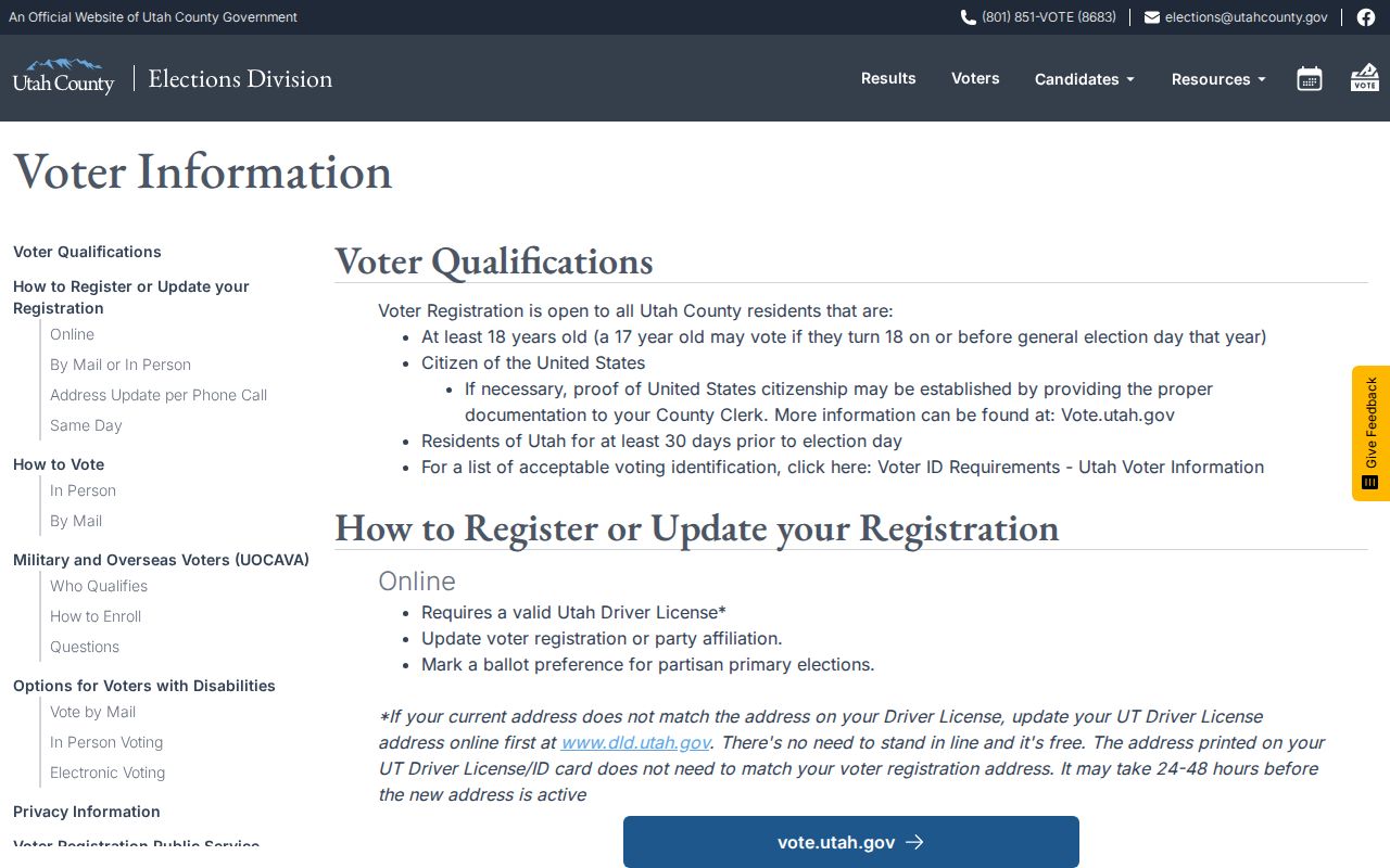 Utah County residents directory voter data