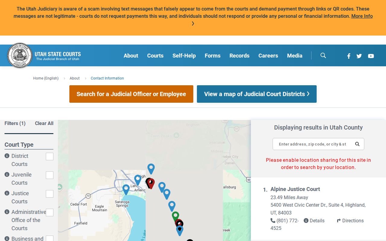 Utah County resident lookup court directory