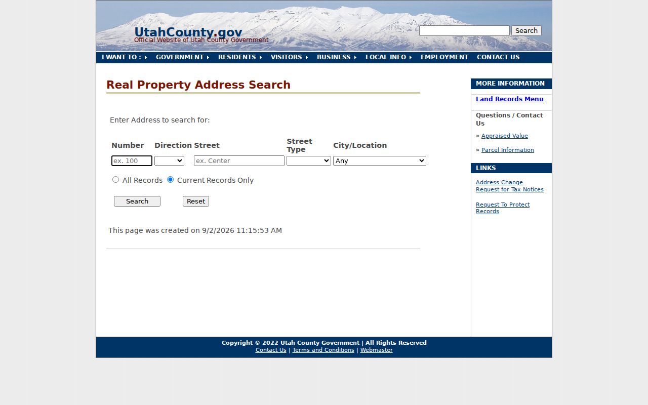 Utah County street directory source