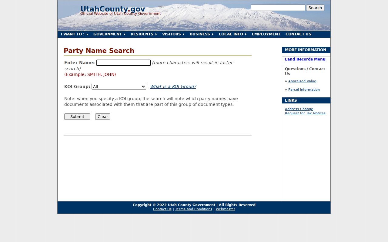 Utah County street directory source