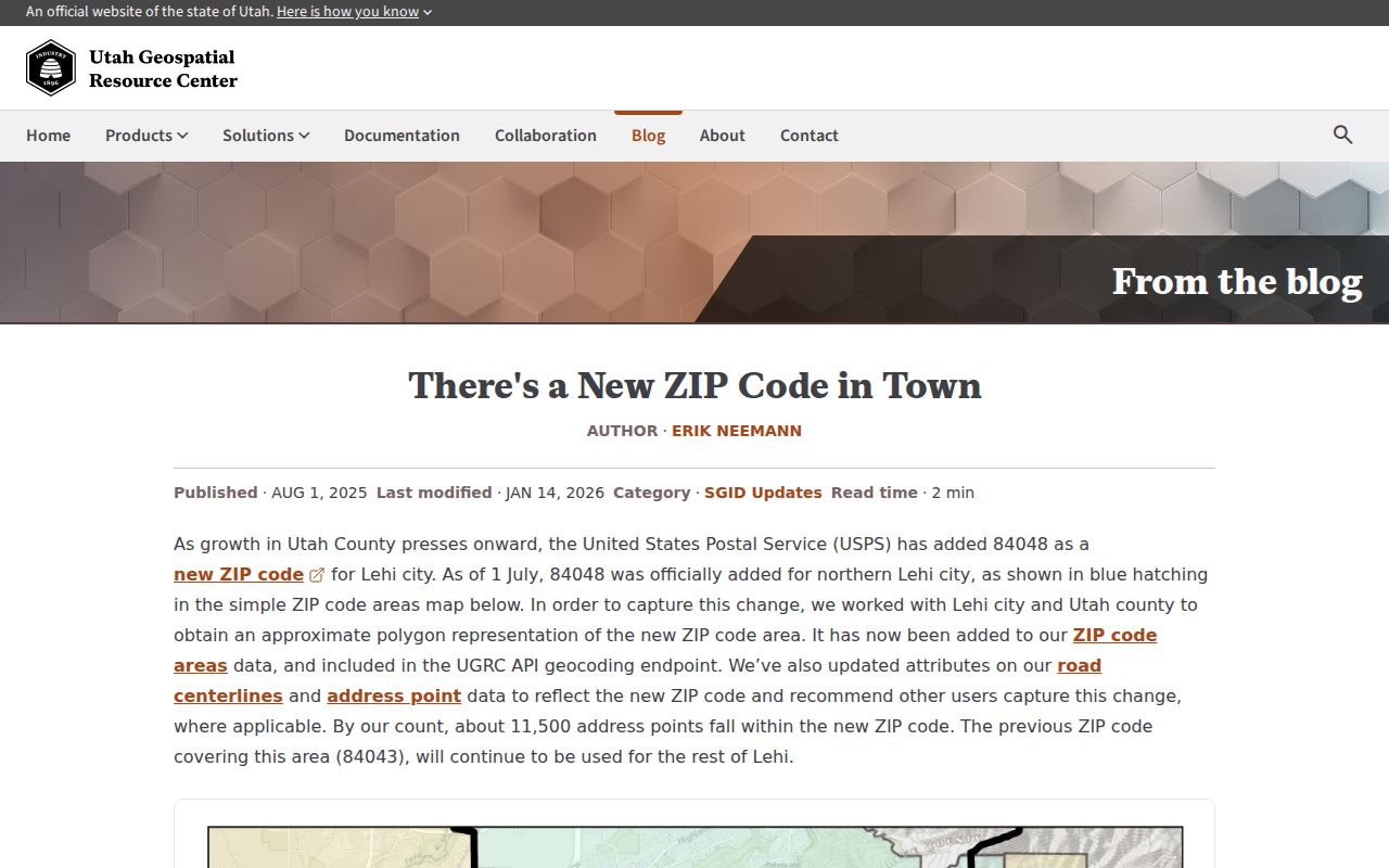 Utah County ZIP code directory source